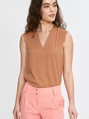 Top sans manches camel