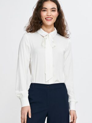 Chemise col claudine avec foulard blanche