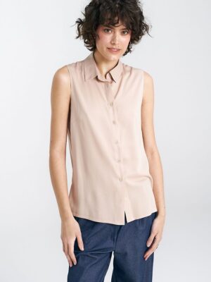 Chemisier sans manches classique peau de pêche