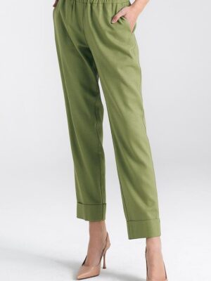 Pantalon slim vert collection lin