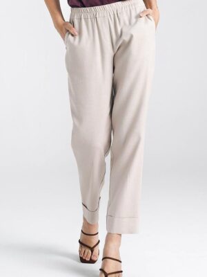 Pantalon slim beige collection lin