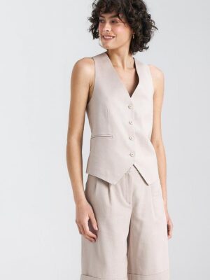 Gilet sans manche beige collection lin