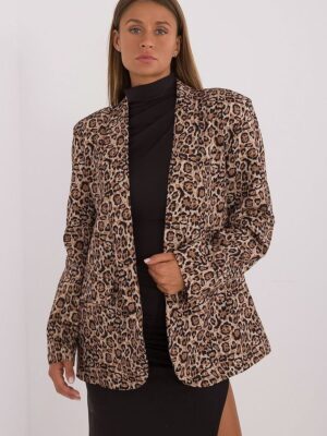 Veste longue motifs animaliers beige