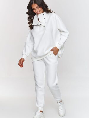 Ensemble sportswear grand col a boutons blanc