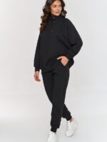 Ensemble sportswear grand col a boutons noir