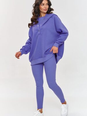 Ensemble sportswear grand col a boutons violet