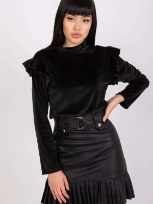 Top épaulette velours noir