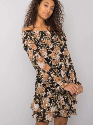 Robe country fleurs noir-rose