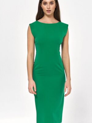 Robe droite avec dos encolure V verte