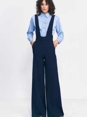 Combinaison bretelle bleu marine bas évasé