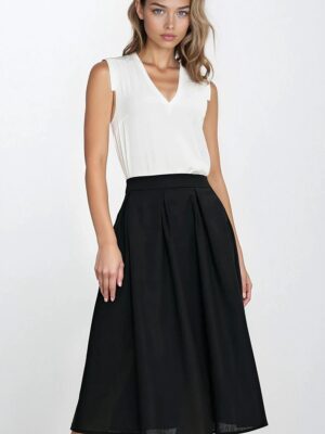 Jupe plissée taille haute noire