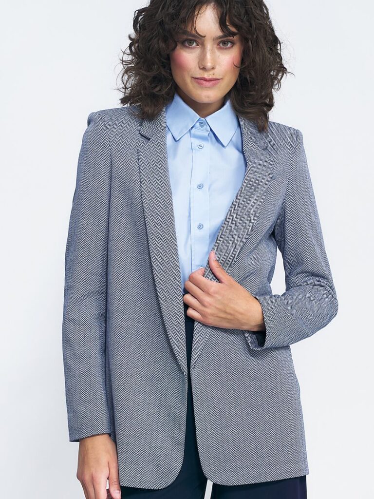 Veste rayée grise femme coupe ajustée longueur midi