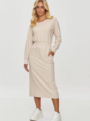 Robe de jour ceinturée beige clair