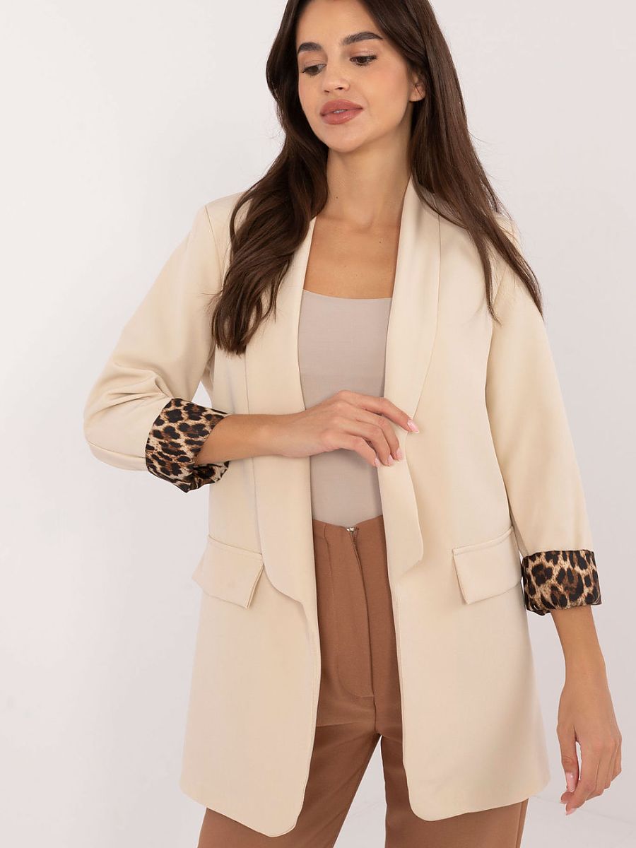 Veste longue revers Afrique beige