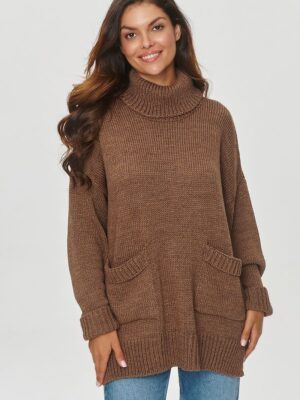 Col roulé kangourou marron