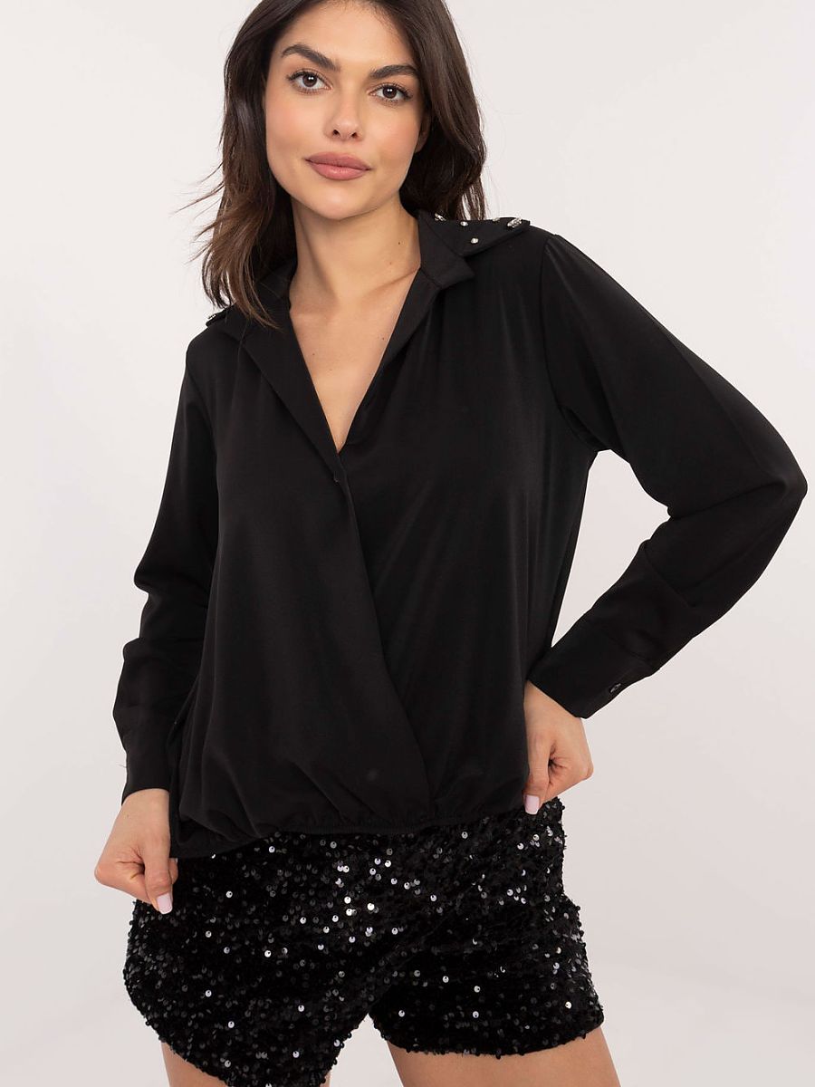Chemise col cristal noir