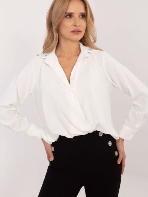 Chemise col strass blanche