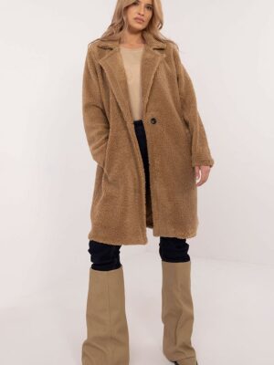 Manteau fausse fourrure beige