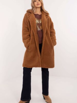 Manteau fausse fourrure camel
