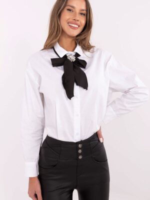 Chemise blanche manches longues avec col nœuds