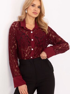 Chemise dentelle rouge