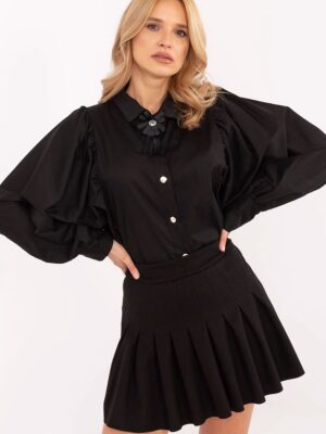 Chemise manche ballon noire