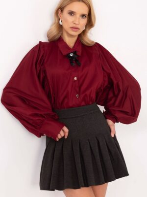 Chemise manche ballon rouge