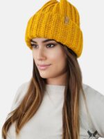 Bonnet tricot collection laine moutarde