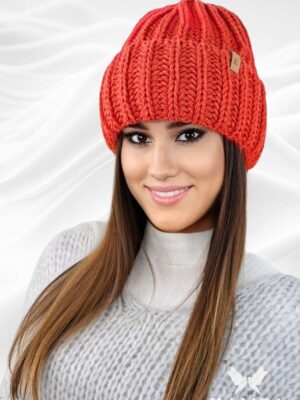 Bonnet tricot collection laine orange