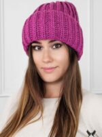Bonnet tricot collection laine framboise