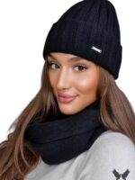 Ensemble écharpe et bonnet coton noir