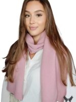 Echarpe laine rose cendrée