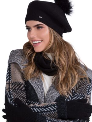 Béret Dora laine mélangée noir