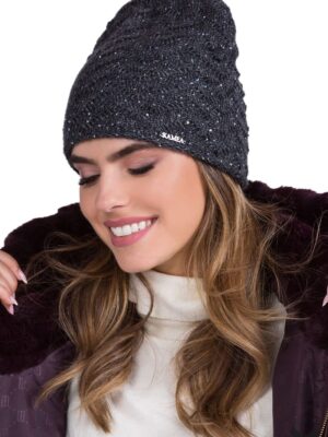 Bonnet collection laine/mohair paillettes gris