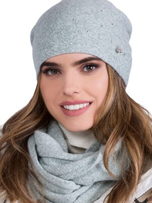 Bonnet laine et strass menthe grise