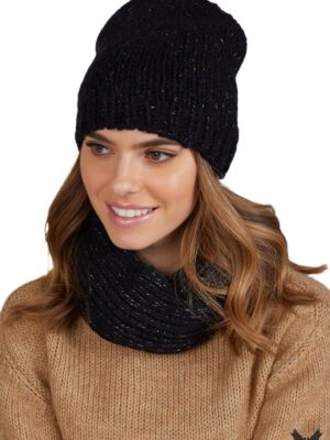 Ensemble tour de cou et bonnet black look