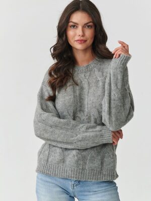 Pull tresse collection kid/mohair gris