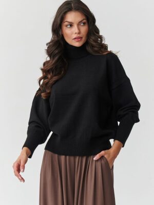 Pull Col roulé noir