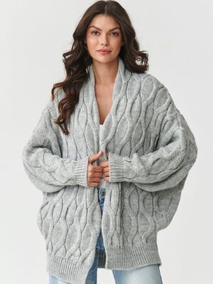Cardigan collection grande maille gris