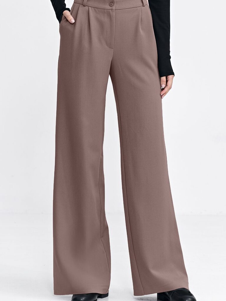 Pantalon large café relaxed fit, coupe fluide, vue de face