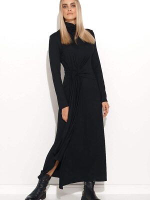 Robe longue noir à col