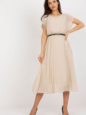 Robe de cocktail avec ceinture beige