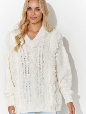 Pull frange blanc