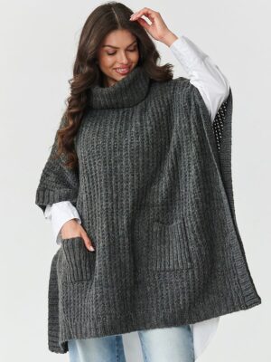 Pull poncho laine gris