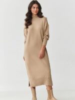 Robe pull midi beige