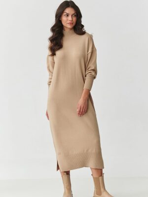 Robe pull midi beige