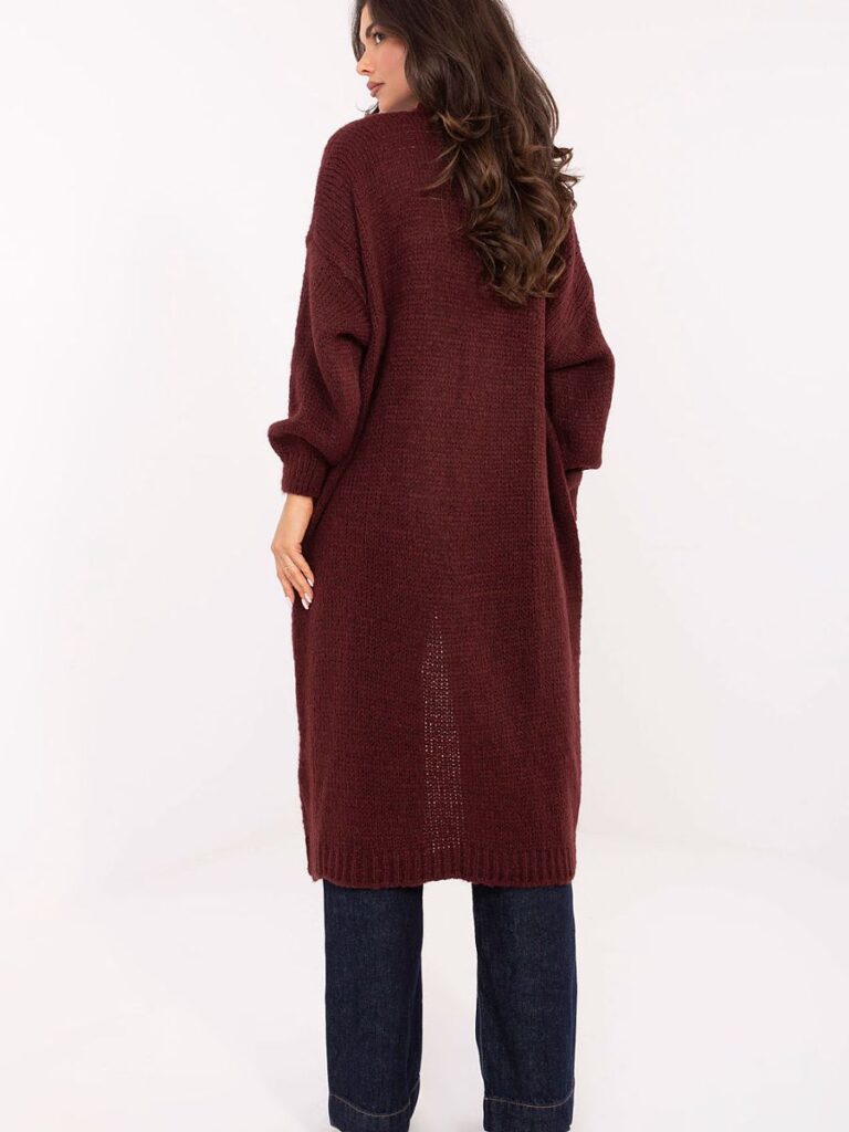 Cardigan long Aurélie jaune, coupe ample maille douce, longueur genoux — vue 2