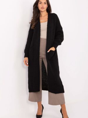 Cardigan long laine noir