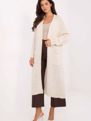 Cardigan long laine sable