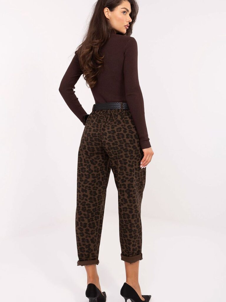 Pantalon taille haute motif léopard, ceinture amovible, coupe fuselée — vue 2